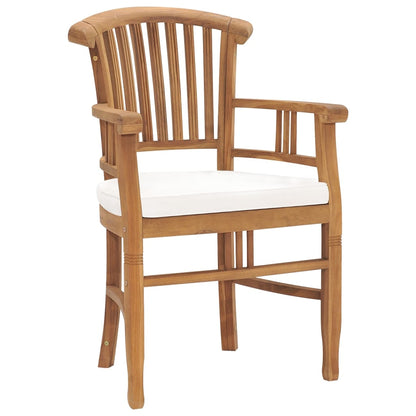 Vidaxl Sillas De Jardín 2 Uds Madera De Teca Con Cojines Blanco Crema_1
