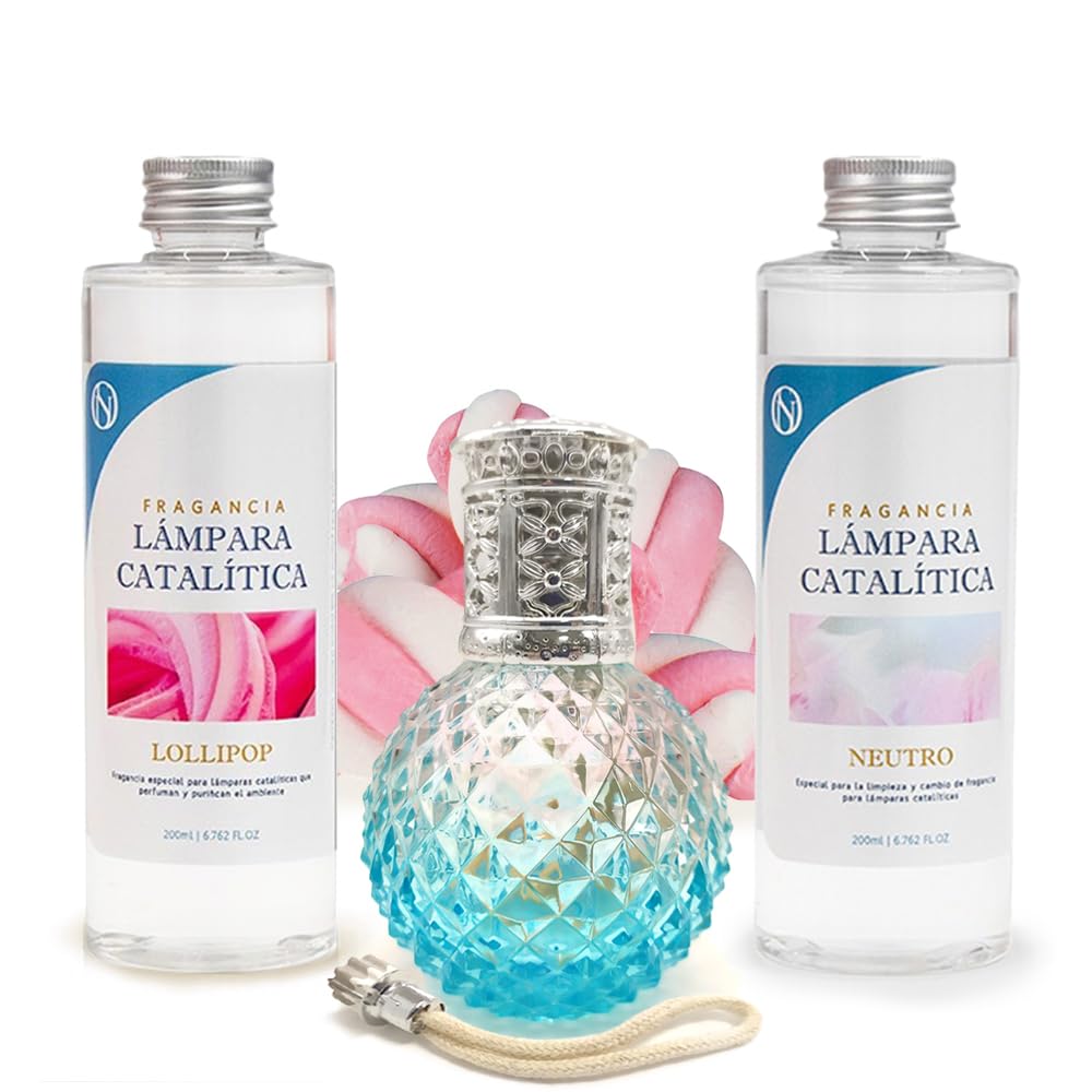 Pack Ahorro Lámpara Catalítica Blue Diamonds + Fragancia Lollipop 200ml + Limpiador Neutro 200ml + Mecha Repuesto_0