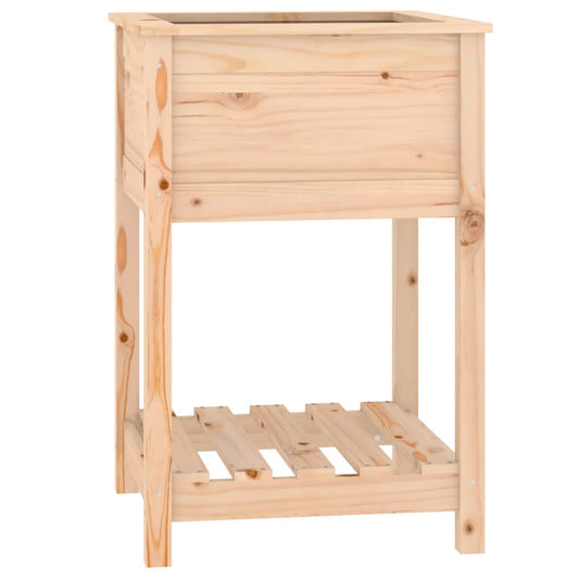 Jardinera Con Estante De Madera Maciza De Pino 54x54x81 Cm_0