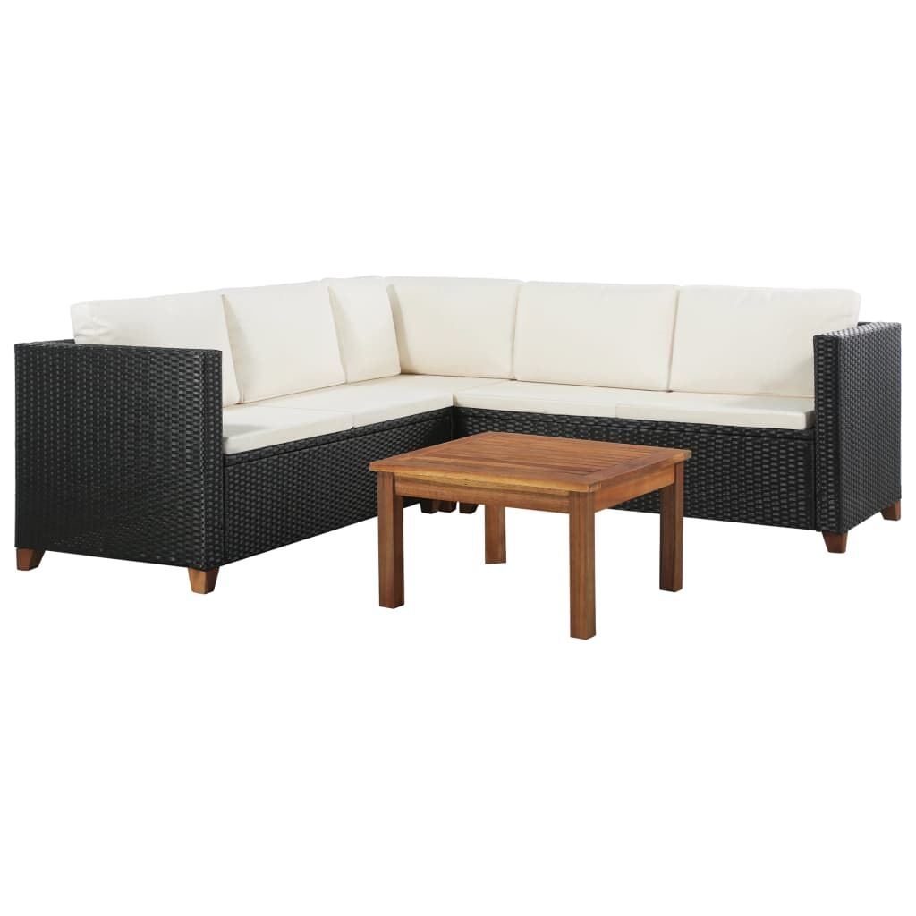 Vidaxl Set De Muebles De Jardín 4 Pzas Y Cojines Ratán Sintético Negro_0