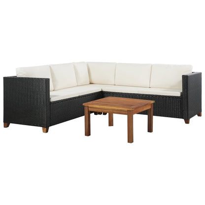 Vidaxl Set De Muebles De Jardín 4 Pzas Y Cojines Ratán Sintético Negro_0