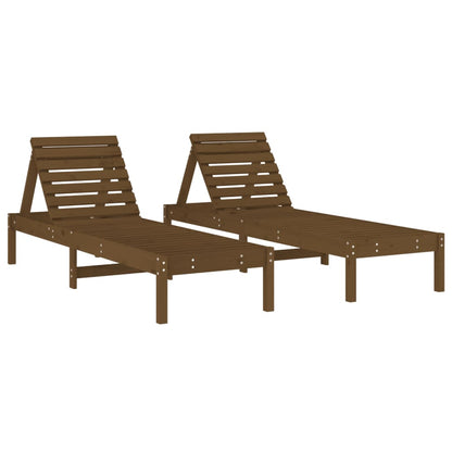 Tumbonas Con Mesa 2 Uds Madera Maciza De Pino Marrón Miel_2
