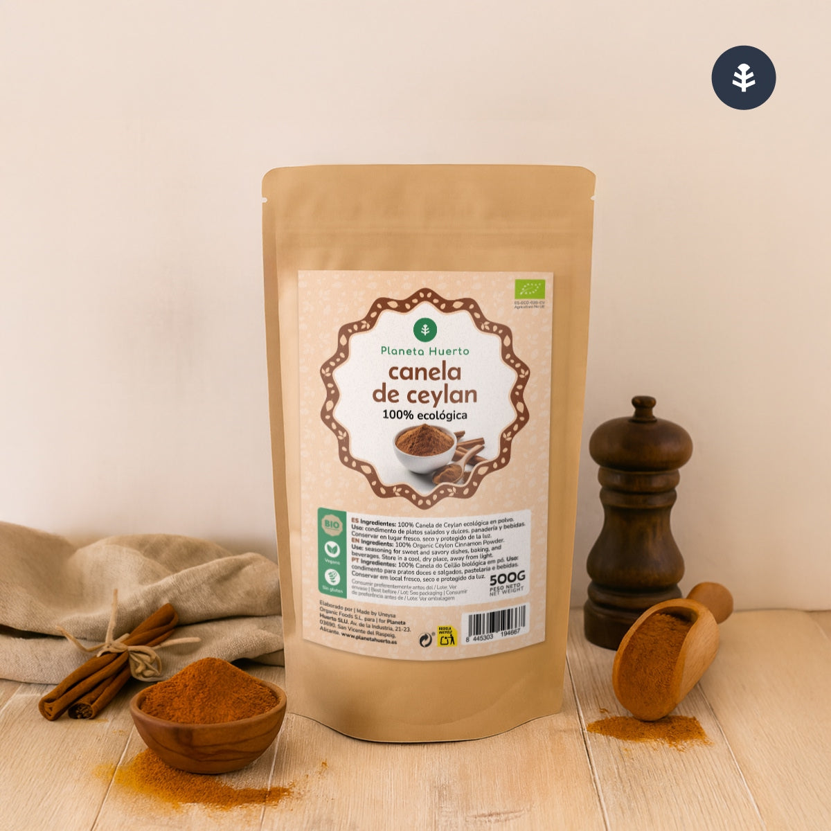 Canela em pó do Ceilão ECO Planeta Huerto 500 g