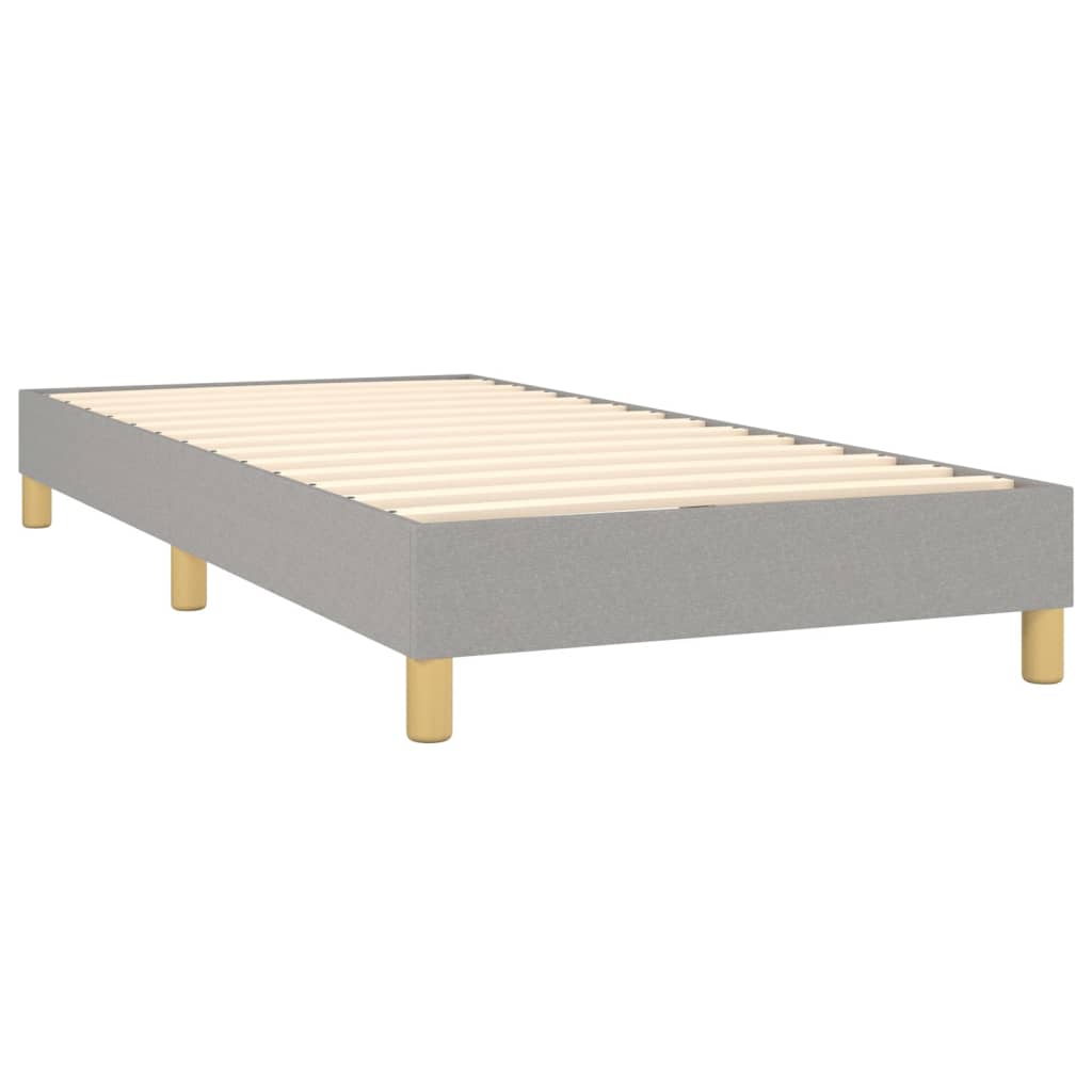 Cama Box Spring Colchón Y Luces Led Tela Gris Claro 90x200 Cm / Vetonek_3