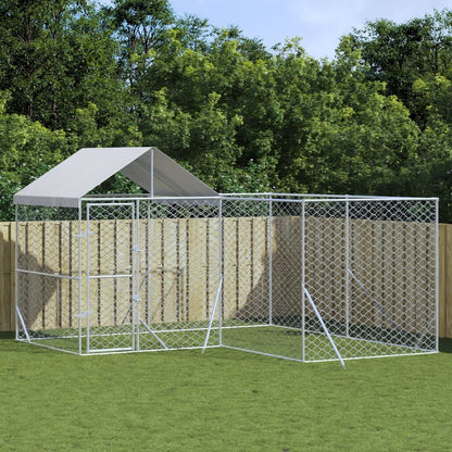 Vidaxl Perrera De Exterior Con Techo Acero Galvanizado Plata 4x4x2,5 M_1