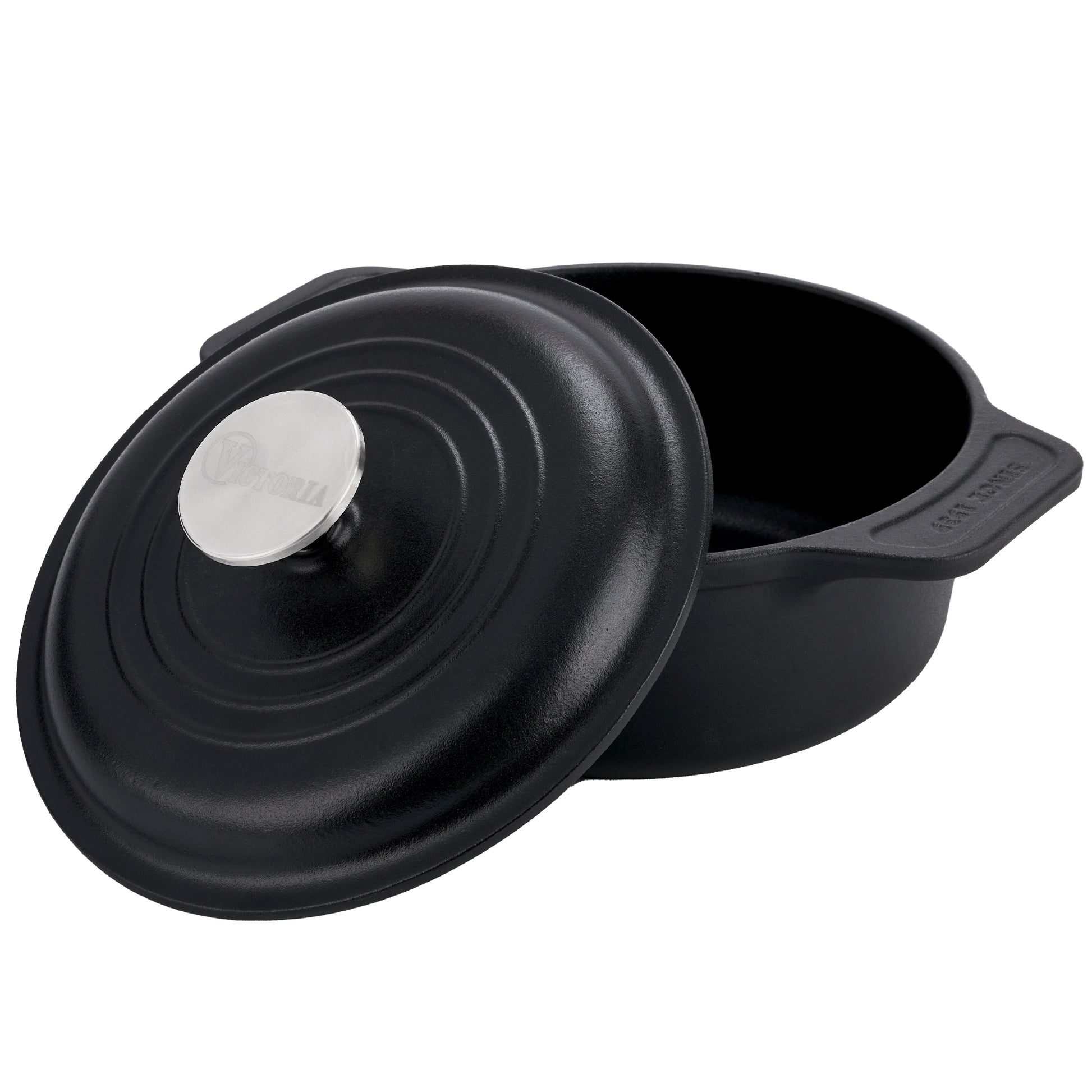 Victoria Horno Holandés Olla Inducción Hierro Fundido Curado 20cm, Cocotte 1,9l, Sin Ptfe Ni Pfoa, 31114, Negro_0