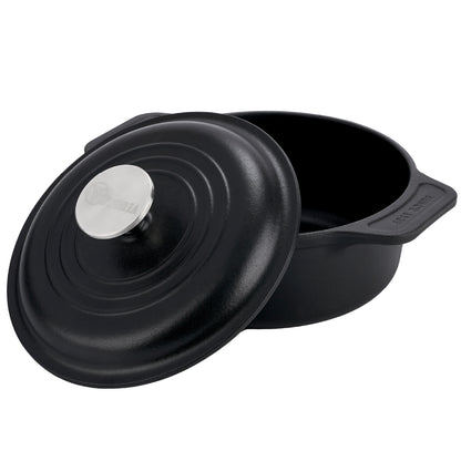 Victoria Horno Holandés Olla Inducción Hierro Fundido Curado 20cm, Cocotte 1,9l, Sin Ptfe Ni Pfoa, 31114, Negro_0