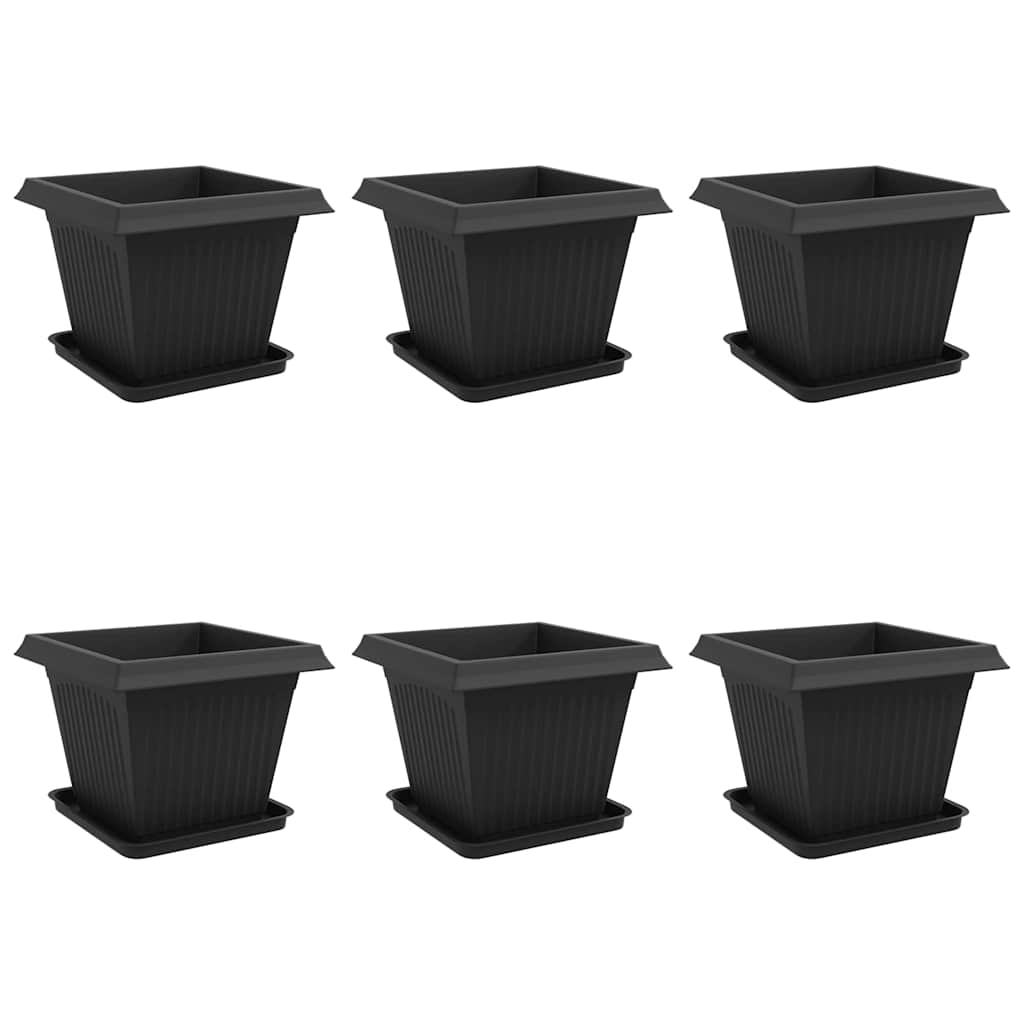 Macetas 6 Uds. Negro Plástico_0