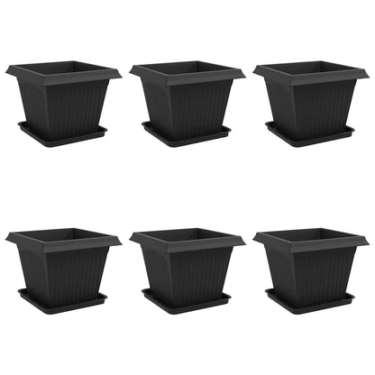 Macetas 6 Uds. Negro Plástico_0