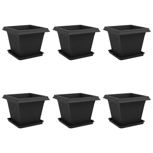 Macetas 6 Uds. Negro Plástico_0