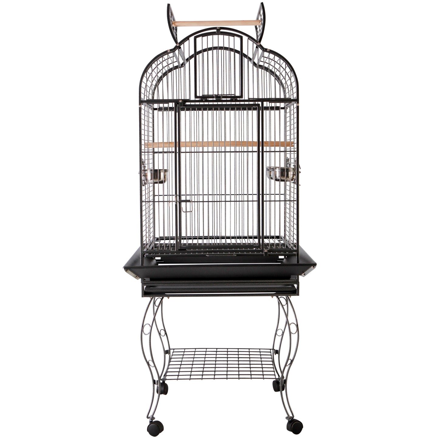 Pawhut Jaula De Pájaros Pajarera Con 2 Puertas Perchas Bandeja Ruedas 75x69x159_4