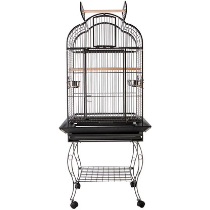 Pawhut Jaula De Pájaros Pajarera Con 2 Puertas Perchas Bandeja Ruedas 75x69x159_4