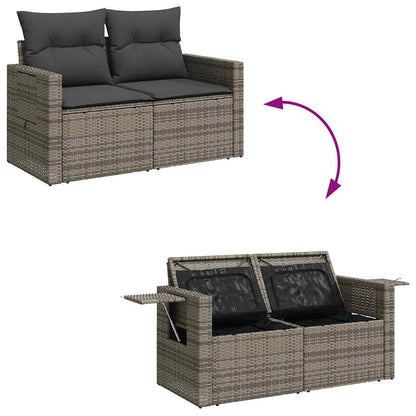 Set De Sofás De Jardín 7 Pzas Con Cojines Ratán Sintético Gris / Vetonek_1