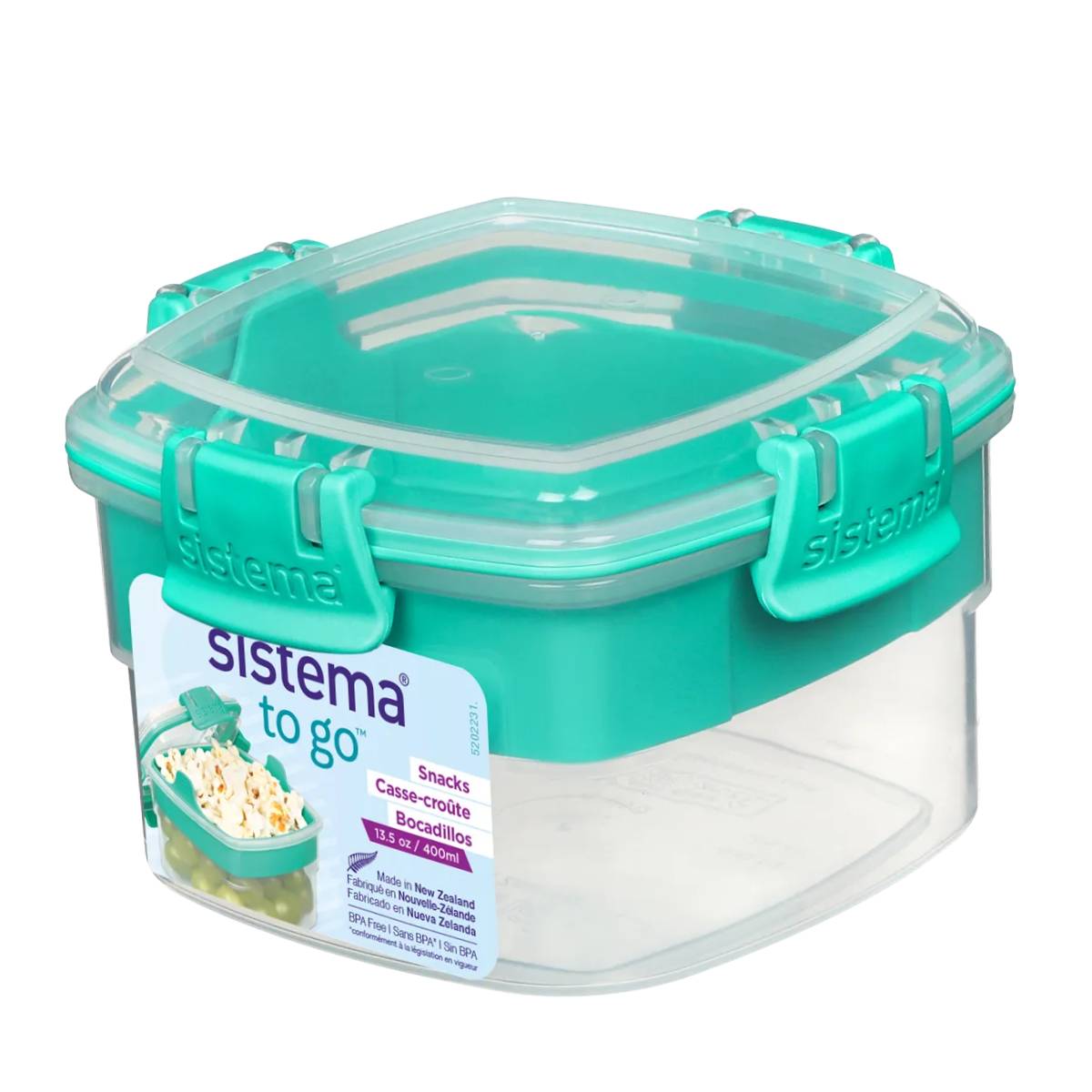 Sistema Snacks To Go Recipiente Hermético Quadrado para Snacks 400 ml