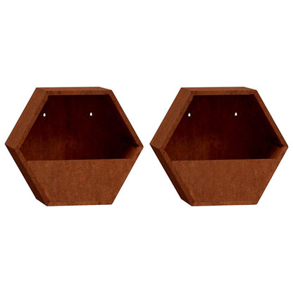 Jardineras De Pared 2 Uds Acero Corten Oxidado 46x10x40 Cm_0
