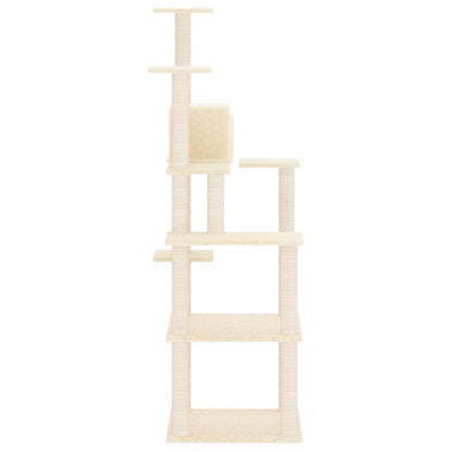 Rascador Para Gatos Con Postes De Sisal Crema 153 Cm_3