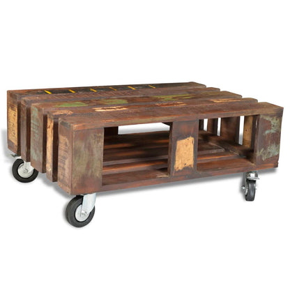 Mesa De Centro Con 4 Ruedas Madera Reciclada_0