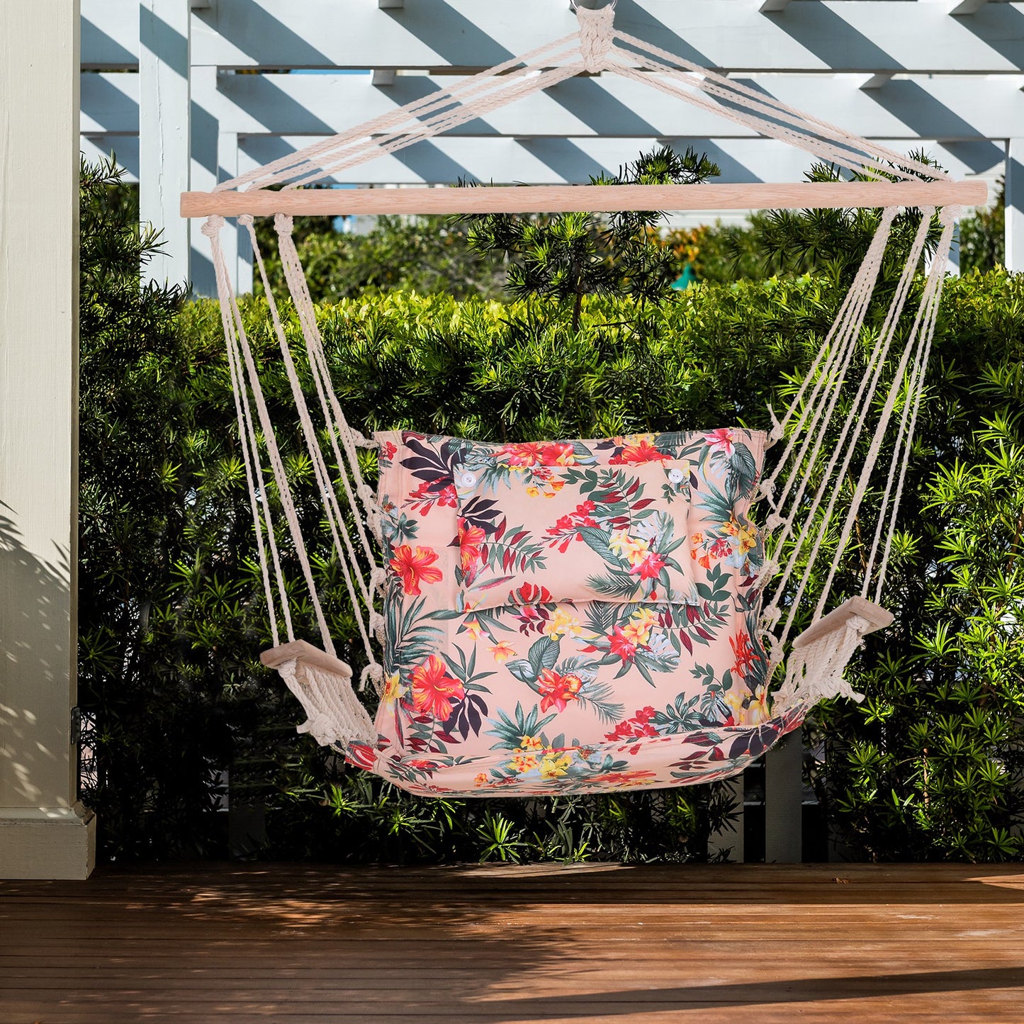 Outsunny Silla Colgante Para Exterior Interior De Flores 100x106cm Carga 100 Kg_1