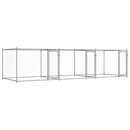 Jaula De Perros Con Puertas Acero Galvanizado Gris 6x2x1,5 M_0