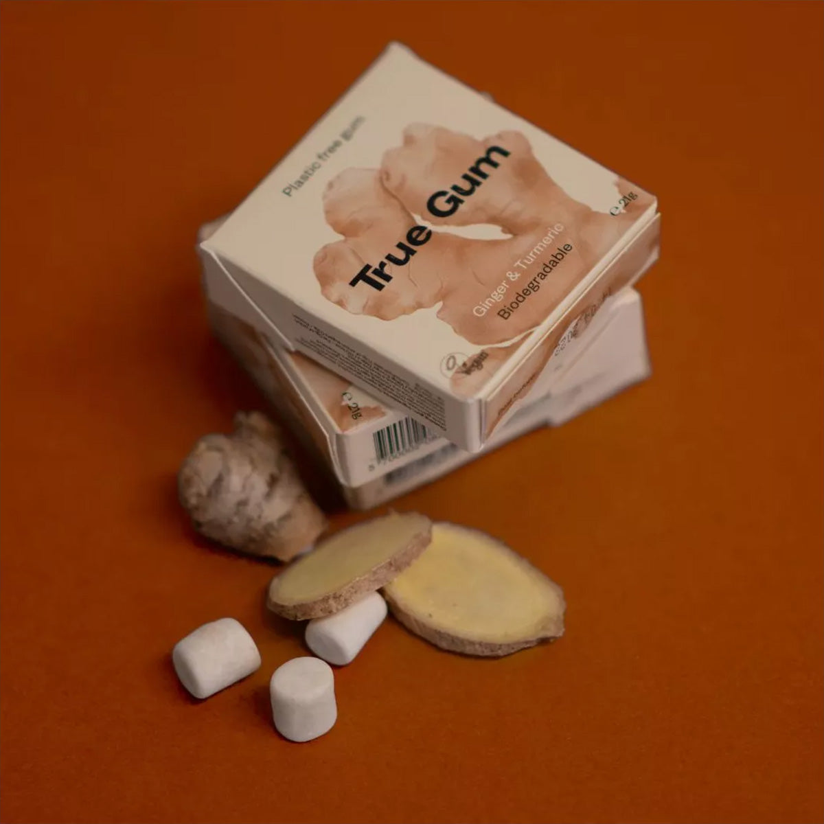Chicle sin plástico de Jengibre y Cúrcuma 21g
