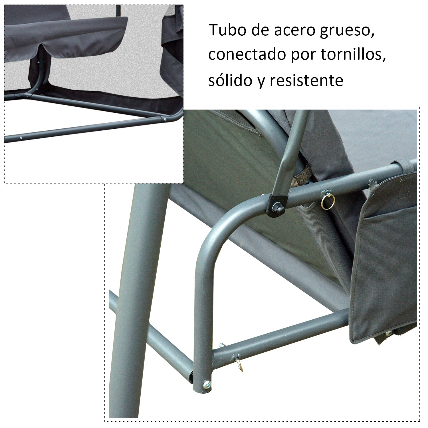 Outsunny Columpio Jardín 3 Plazas Convertible En Cama Con Mosquitera Puertas_3