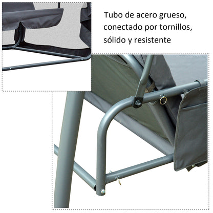 Outsunny Columpio Jardín 3 Plazas Convertible En Cama Con Mosquitera Puertas_3