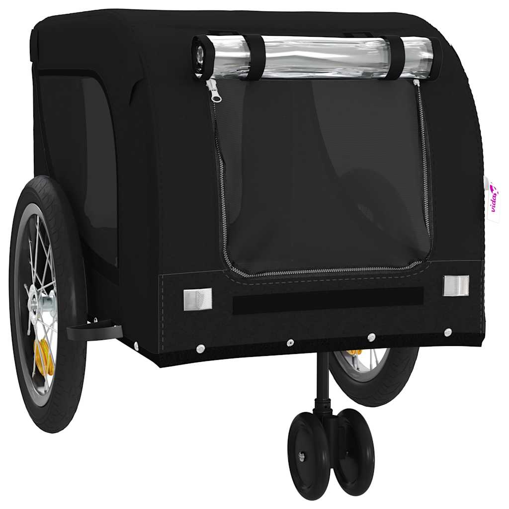 Remolque De Bicicleta Mascotas Hierro Tela Oxford Negro_3