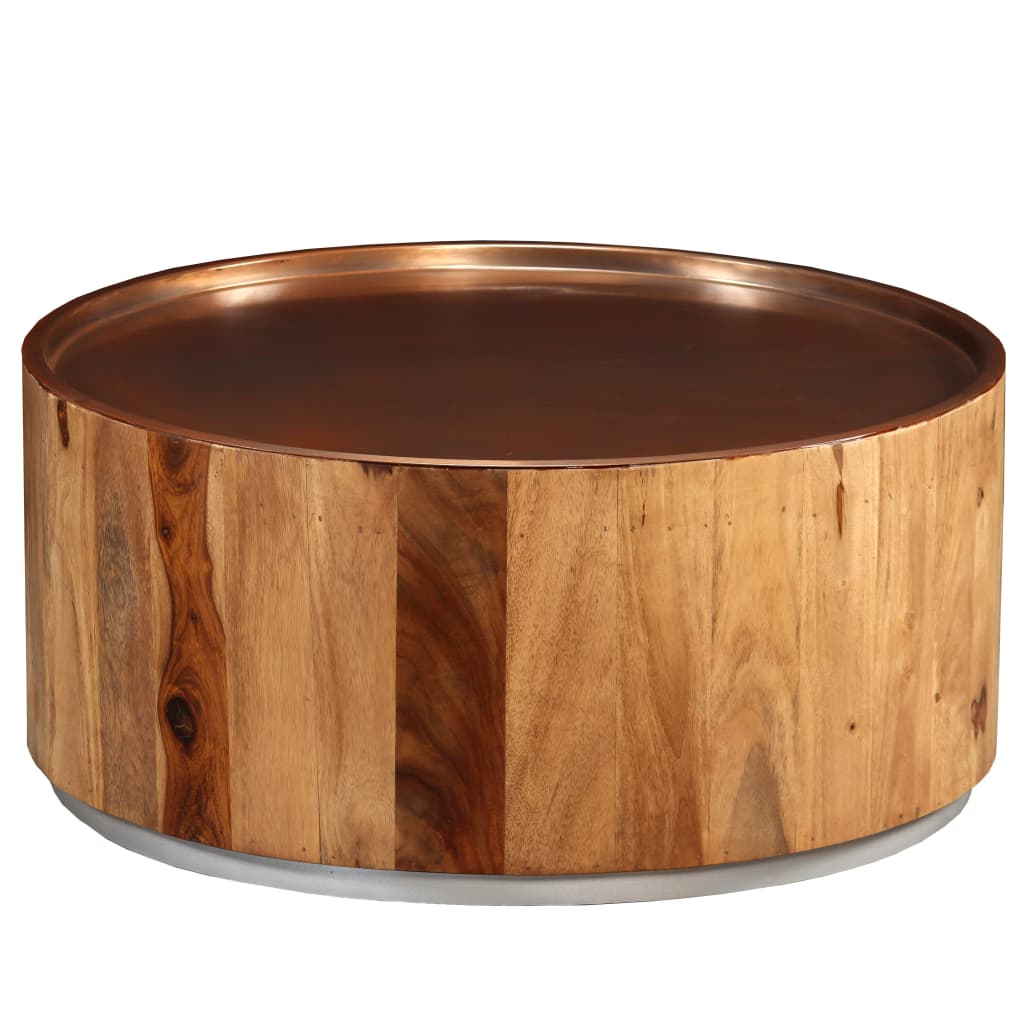 Mesa De Centro De Madera Maciza De Sheesham Y Acero 68 Cm_0