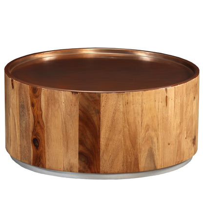 Mesa De Centro De Madera Maciza De Sheesham Y Acero 68 Cm_0