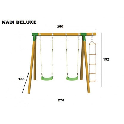 Columpio Doble De Madera Redonda Masgames Kadi L Deluxe + Asiento Bebe._5