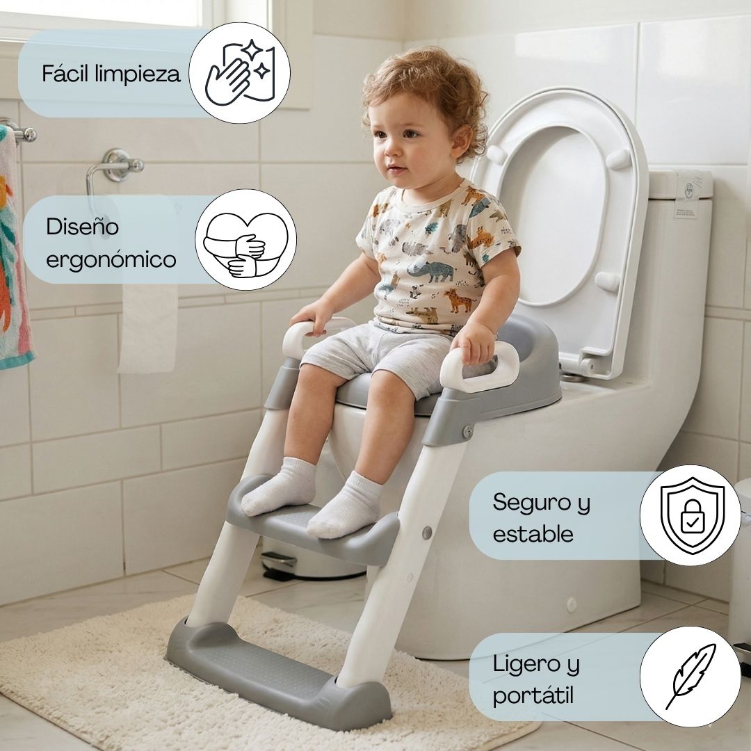 Bathby | Adaptador Wc Infantil Con Escalera | Plegable | Altura Ajustable | Cojín De Pvc | Antideslizante_3