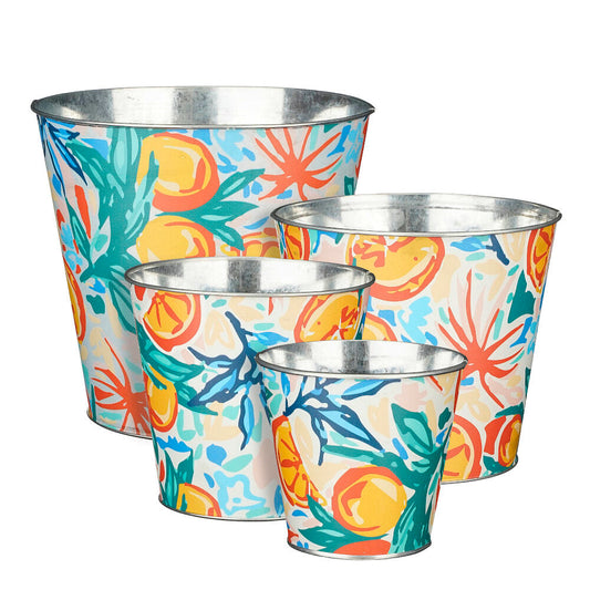 Macetero De Zinc Con Motivos Florales 18cm_0