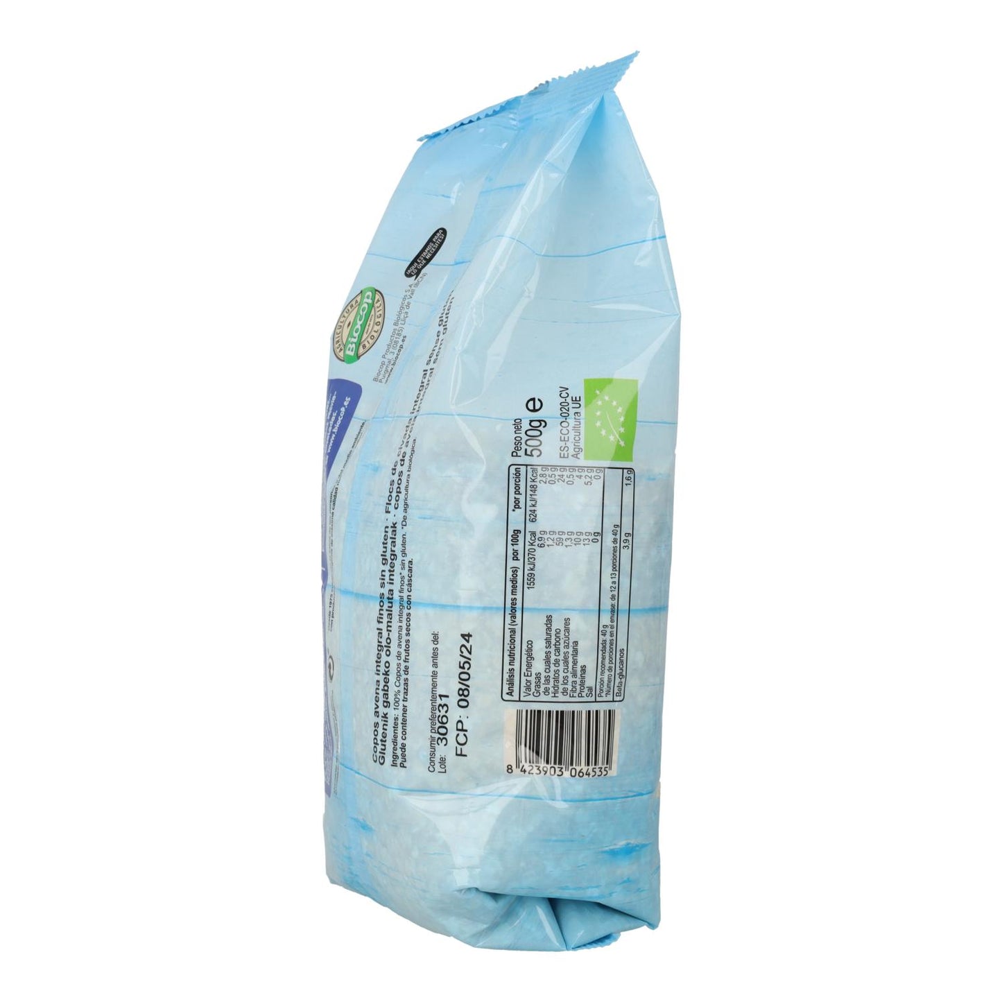 Flocos de Aveia Integrais Finos Biológicos Sem Glúten Biocop 500 g