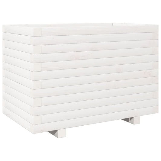 Jardinera Madera Maciza De Pino Blanco 70x40x49,5 Cm_0