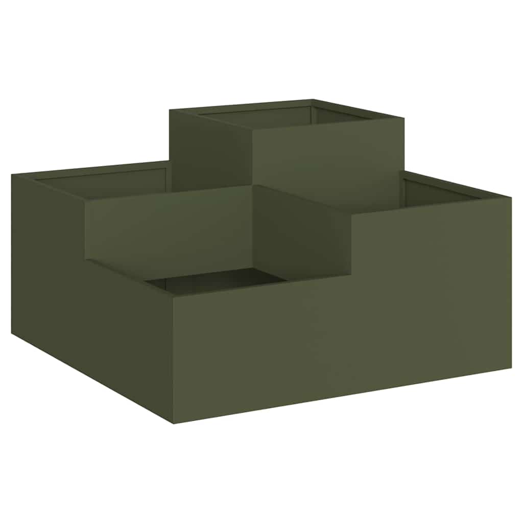 Maceta Para Jardín Verde Oliva 100 X 100 X 48 Cm Acero_0