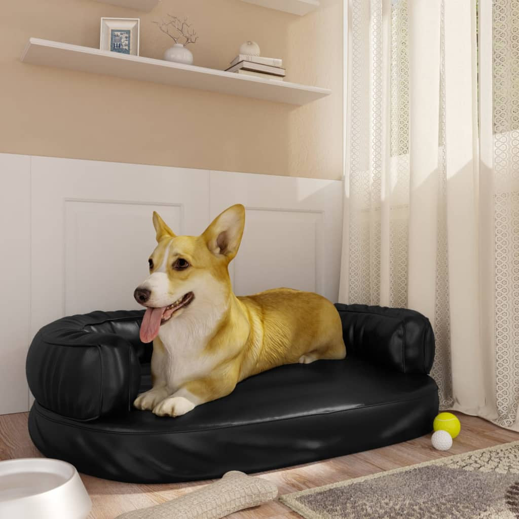 Vidaxl Cama Para Perros De Espuma Cuero Sintético Negro 75x53 Cm_1