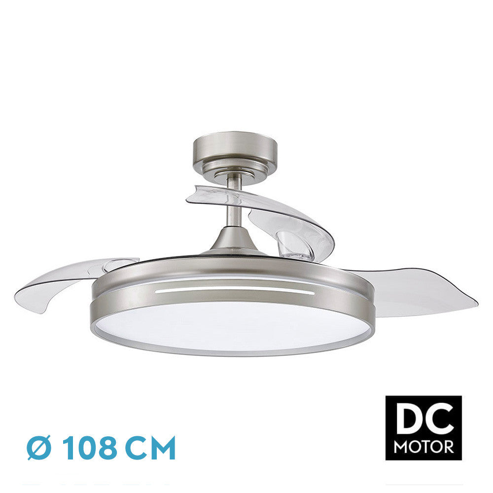 Ventilador Dc 72w Micenas Niquel 3asp.transp.108d 6velocidades 7200lm 3colores Remoto,memoria Y Temporizador 24_0