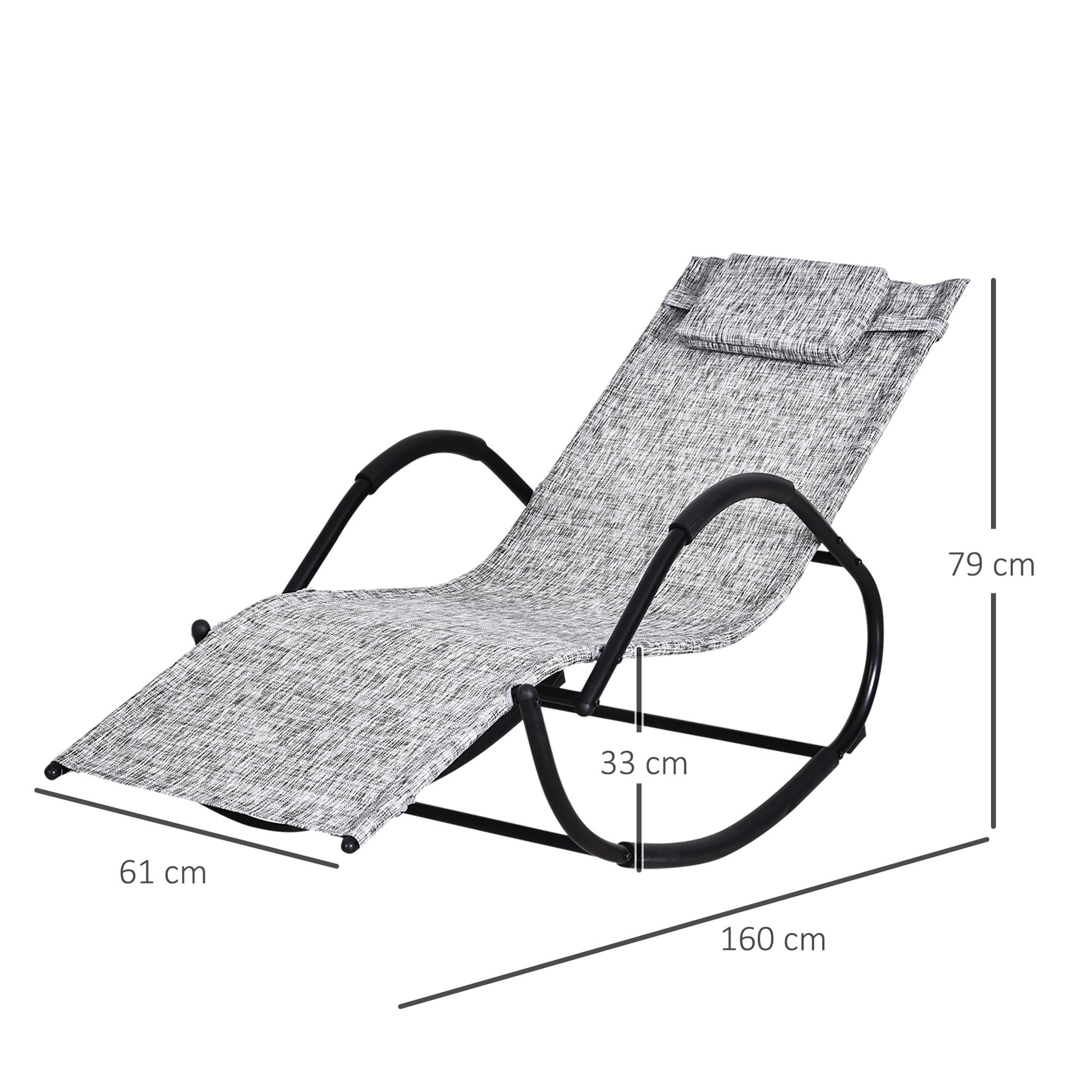 Outsunny Tumbona Para Jardín Mecedora Con Reposabrazos Para Exterior Gris_2