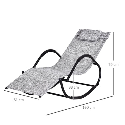 Outsunny Tumbona Para Jardín Mecedora Con Reposabrazos Para Exterior Gris_2
