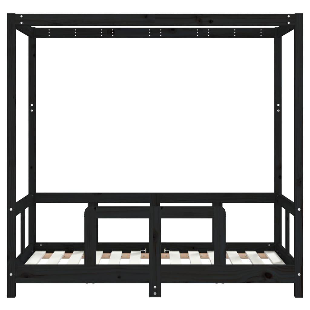 Vidaxl Estructura De Cama Para Niños Madera De Pino Negro 70x140 Cm_3