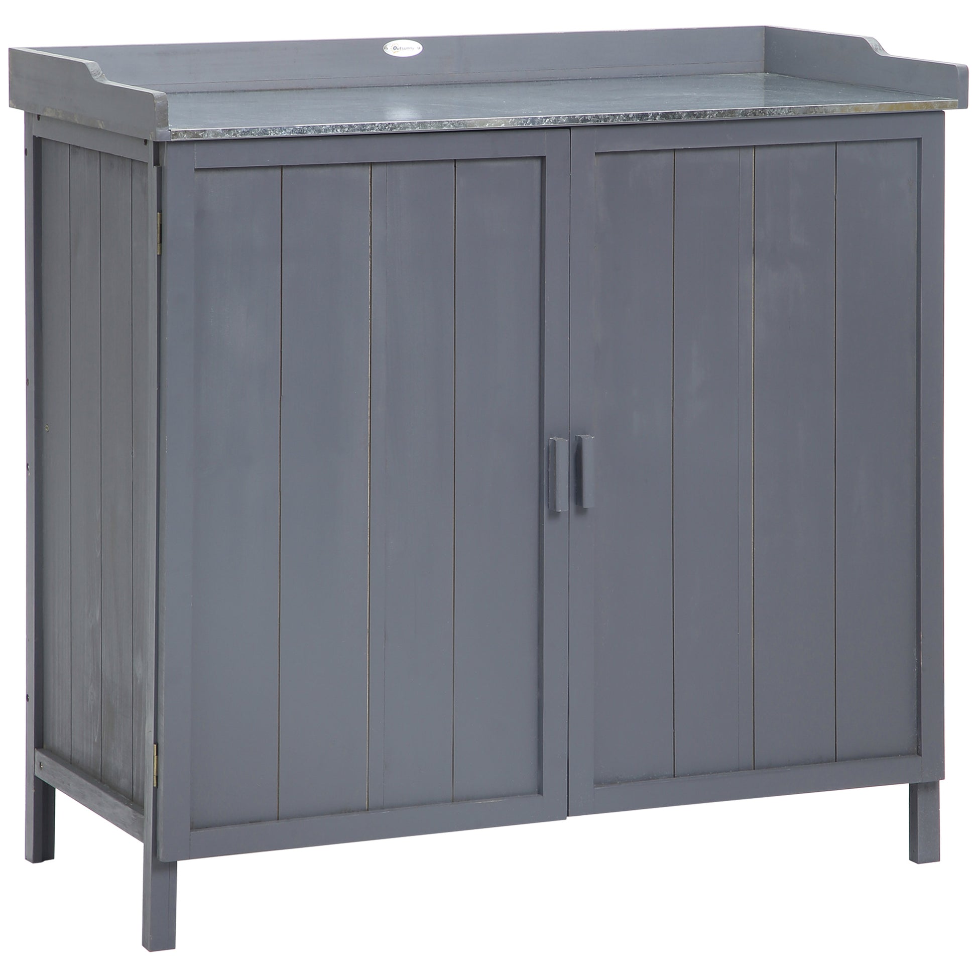 Outsunny Armario Jardín De Madera Con Mesa 2 Puertas Y 2 Estantes 98x48x95,5 Cm_0