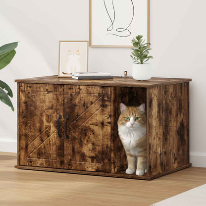 Casa Para Gatos Roble Ahumado 85 X 55 X 50 Cm_1
