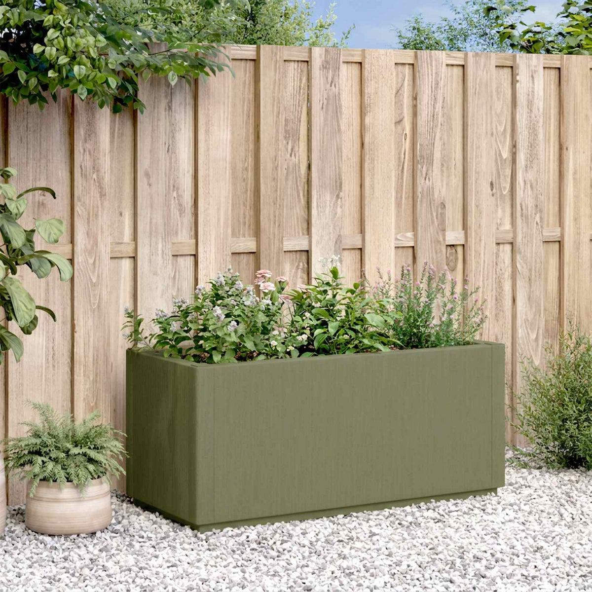 Caja De Flores De Jardín Verde 80 X 36 X 35 Cm Pp_1