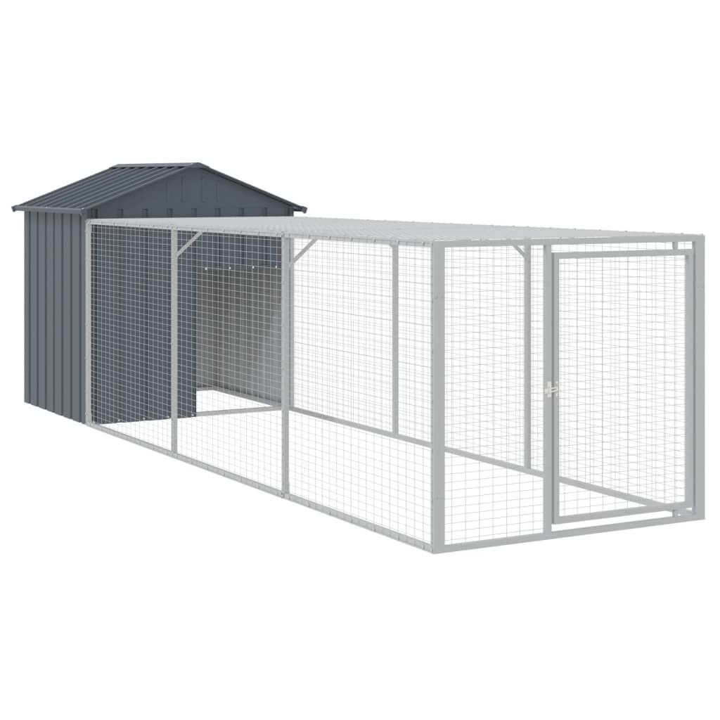 Vidaxl Gallinero Con Corral Acero Galvanizado Gris 117x405x123 Cm_0