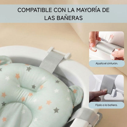 Bathby Cojín De Baño Antideslizante Con Estampado De Corona Para Estrellas azul, Cómodo Y Seguro_5