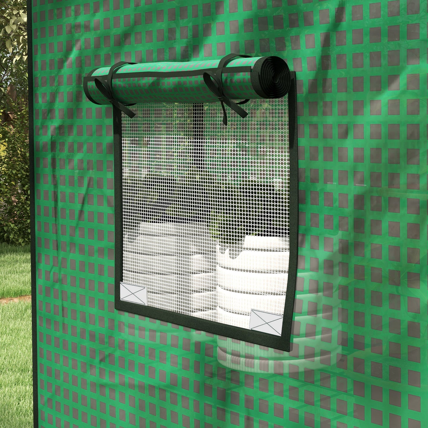 Outsunny Cubierta De Invernadero 140x73x190 Cm Con Ventana Anti-uv Verde_3