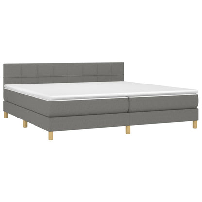 Cama Box Spring Con Colchón Y Led Tela Gris Oscuro 200x200 Cm / Vetonek_2