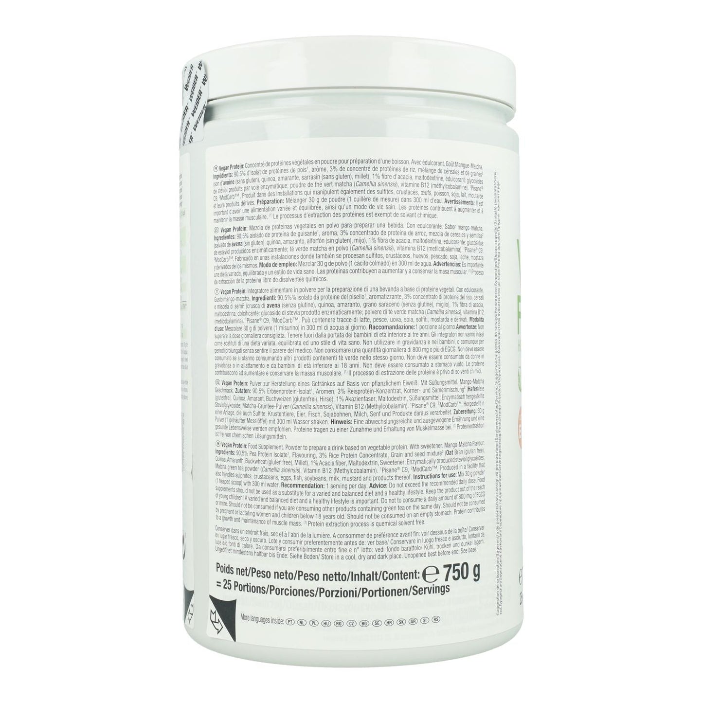 Proteína Vegan - Manga Matcha, 750g. Weider