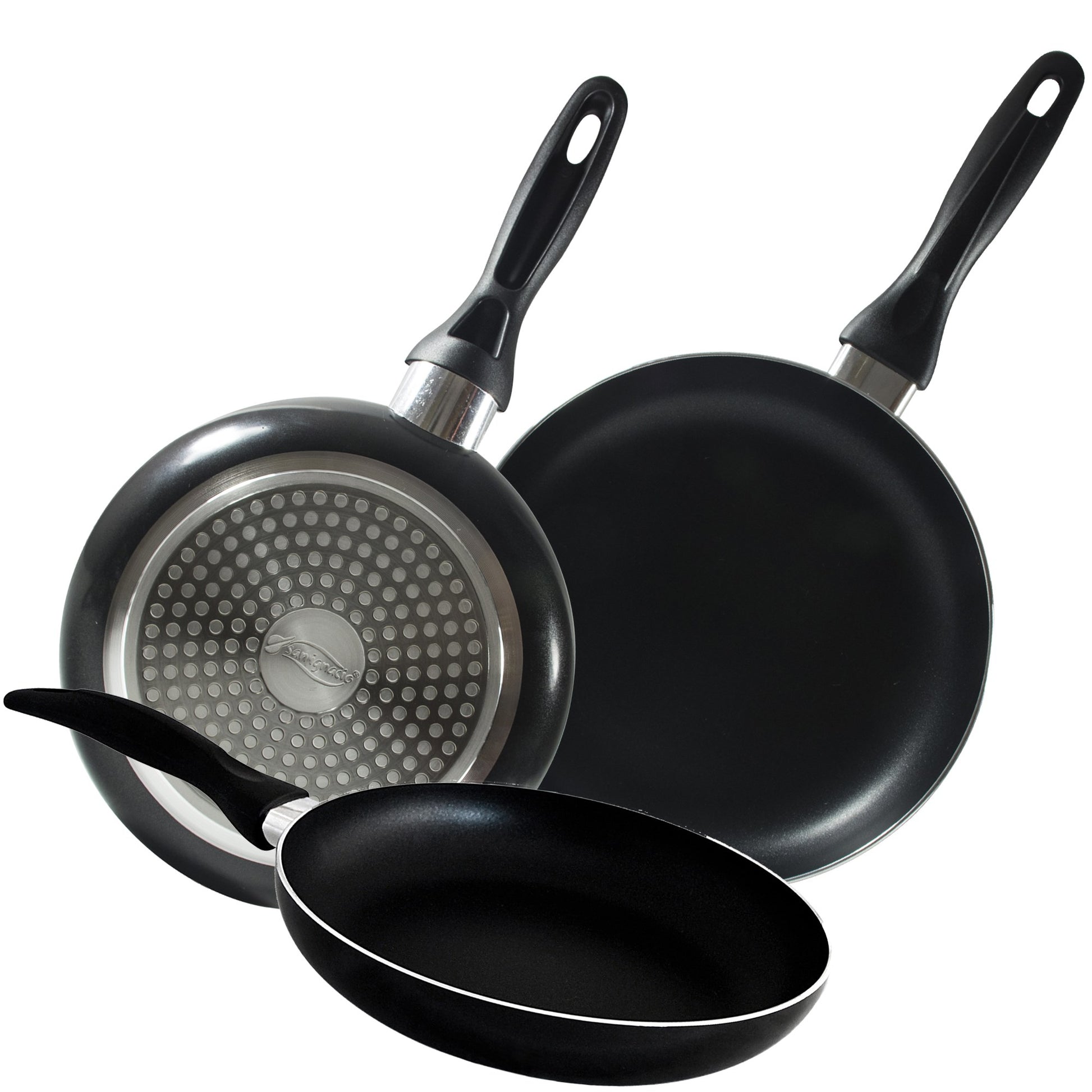 Set 3pc Sartenes (16,20,24cm) Aluminio Prensado Alu, Apto Para Inducción Navy Black_1