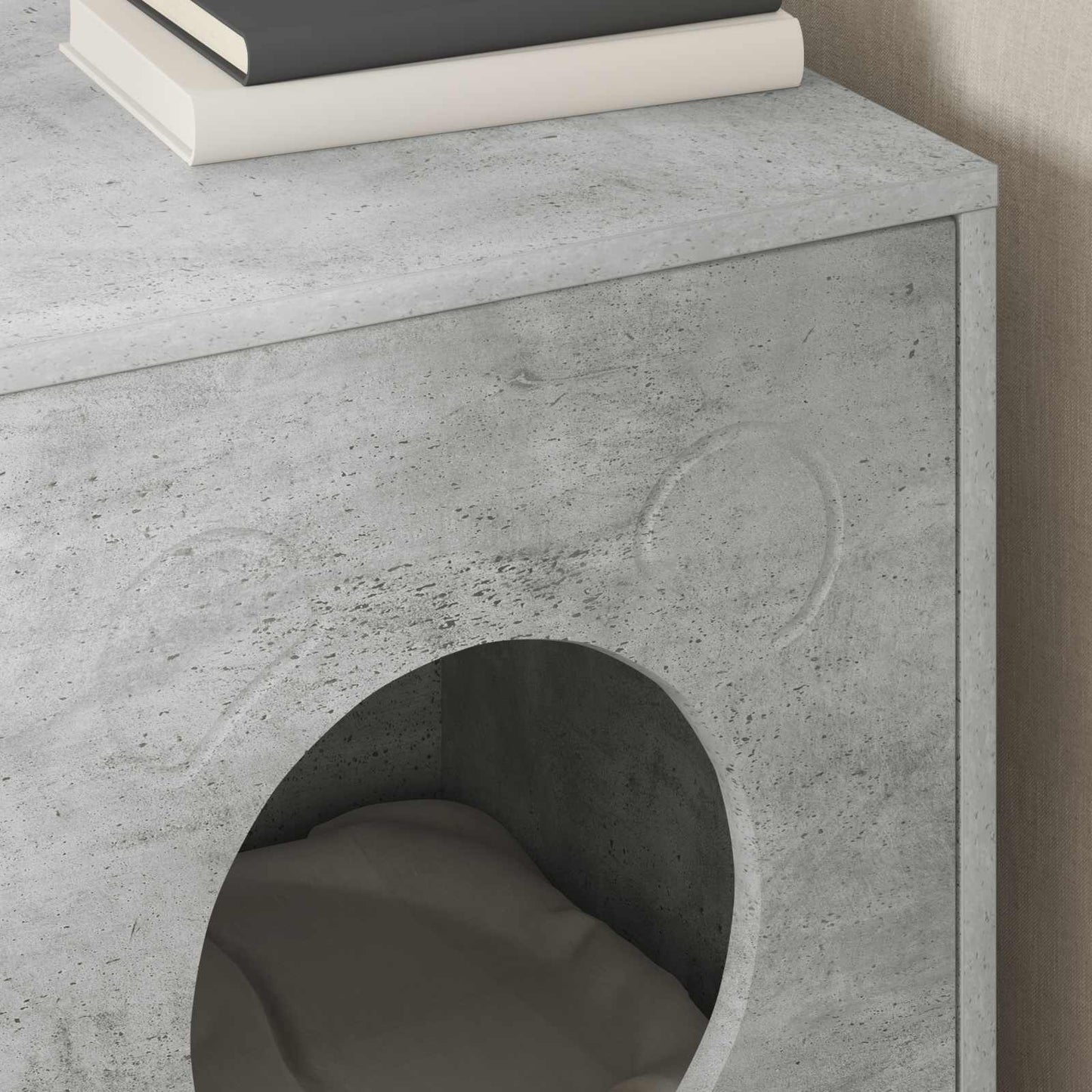 Casa Para Gatos Concreto 42,5 X 40 X 53 Cm Madera De Ingeniería_3